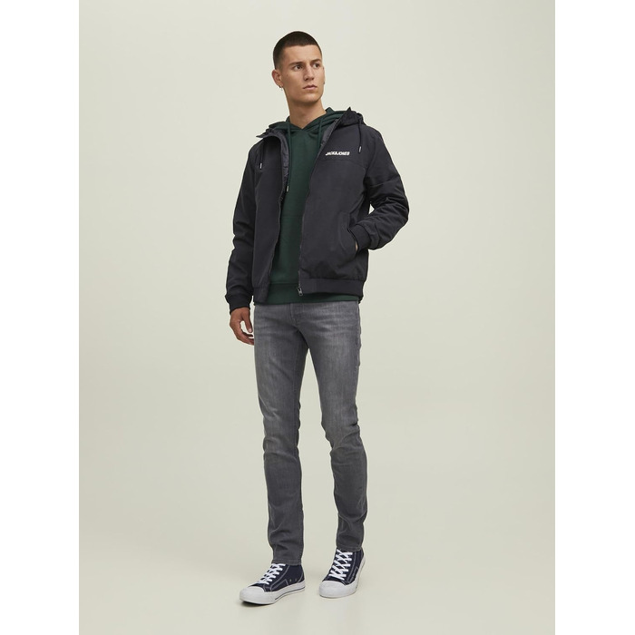 Чоловіча куртка-бомбер JACK & JONES Mae Bousonjacke, темно-синя з чорними деталями, розмір XS