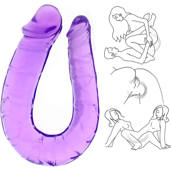 Двосторонній анальний/вагінальний дildo для лесбійок з двома виступами, гнучкий, для мастурбації та сексуальних іграшок