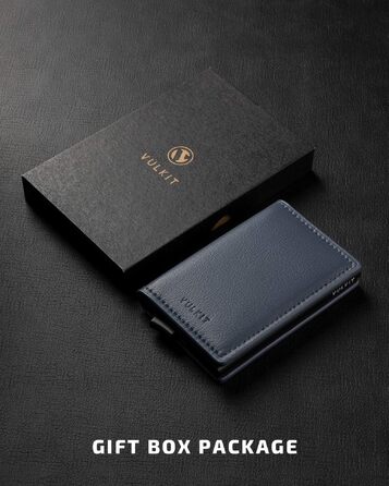 Шкіряний картхолдер VULKIT для чоловіків з RFID захистом, міні-гаманець для 5-7 карток та купюр, Коричневий (Litchi Grau)