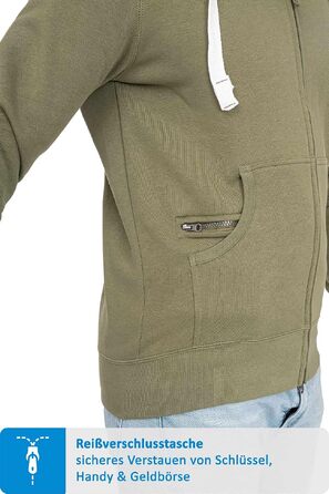 Чоловіча толстовка на блискавці з капюшоном Happy Clothing, тепла флісова кофта з бавовни, Regular Fit, оливкова