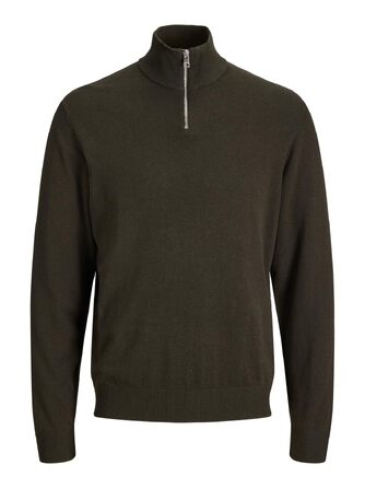 Чоловічий в'язаний кардиган Jack & Jones з чверть-застібкою на блискавці, однотонний (Розмір: L, Колір: Rosin)