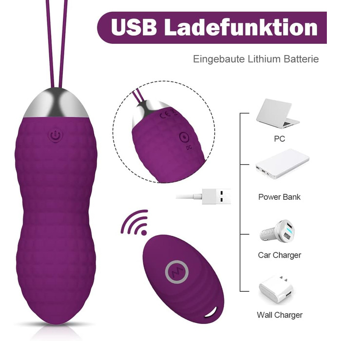 Вібратор-кулька Allmay Liebeskugeln Vibration: стимуляція G-точки та клітора, 10 режимів, з пультом керування, для пар