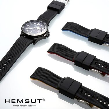Силіконовий ремінець для годинника hemsut h 22мм, чорний зі сріблястою застібкою, м'який замінний браслет зі швидким випусканням для чоловіків та жінок