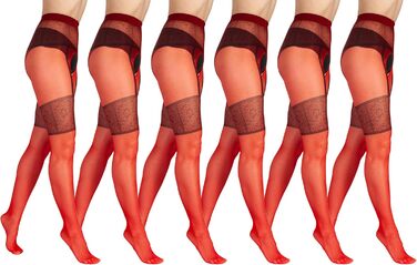 Шкарпетки BANANALU з візерунком, відкритий прохід, 20 Den (L, Червоний - набір 6 шт.)