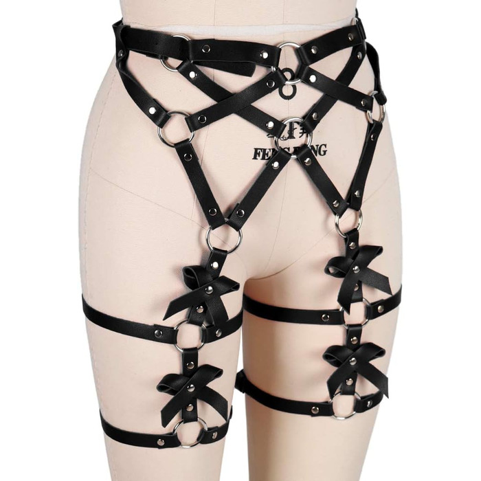 Корсет-зачіп для ніг з PU шкіри, чорний, корсет, зачіп для ніг, пу шкіра, чорний, корсетний пояс