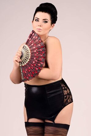 Чорний корсет-стрінг з мереживом та шнурівкою Andalea (54/56) – класичний лук