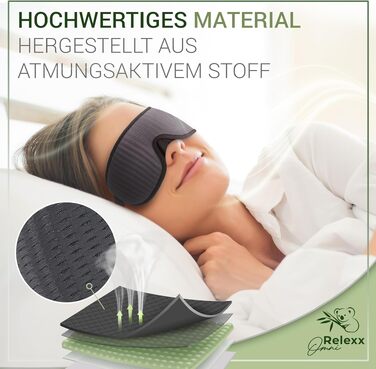 Маска для сну 3D з ефектом пам'яті (Memory Foam) для жінок та чоловіків, світлоізолююча м'яка пов'язка на очі з дорожнім чохлом, чорна