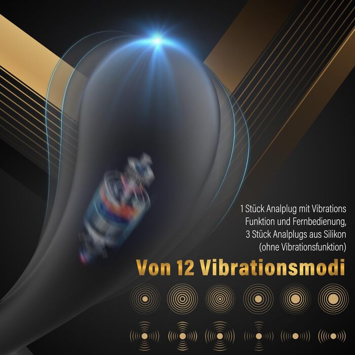 Набір анальних пробок Meeteel (4 шт) з силікону: 12 режимів вібрації, 3 розміри. Стимуляція простати для чоловіків та жінок