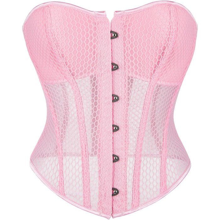 Корсет Даен Корс, кісточка, Overbust, тренажер для талії, корсаж, бюстгальтер, великі розміри, шнурівка, корсет для талії, бодішейпер, корсаж, великий розмір, над грудьми, зелений (рожевий, S)