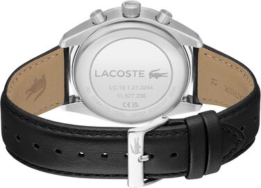 Чоловічий годинник Lacoste Chronograph Quartz колекції Boston зі шкіряним ремінцем (Black, Leather)