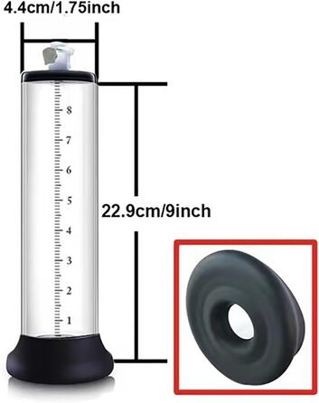 Вакуумний насос для збільшення статевого члена з манометром, аксесуар для чоловіків, преміум-якість, м'який та гнучкий (22.9*4.4 см)