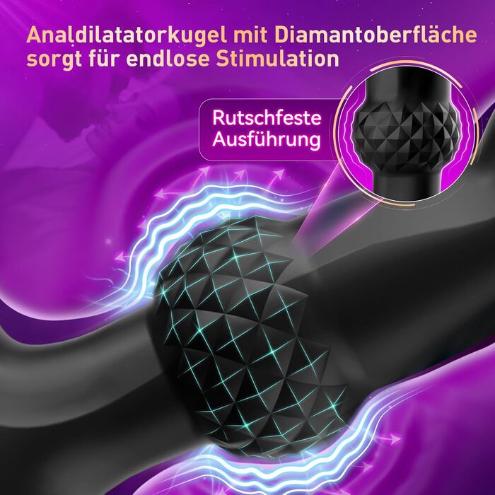 Вібратор для чоловіків з подвійним кільцем для стимуляції простати, анальний плаг у вигляді діаманта, вібратори для чоловіків, сексуальні іграшки, 7 режимів, дистанційне керування