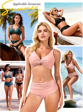 Бікіні Push-Up Damen: Роздільний купальник з ефектом пуш-ап, рожевий, розмір S. Купальник з високою талією для пляжу та басейну