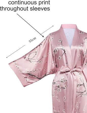 Халат жіночий довгий шовковий, квітковий принт, BABEYOND. Ідеальний для дому, вечірки, сну. Розмір універсальний, рожевий.