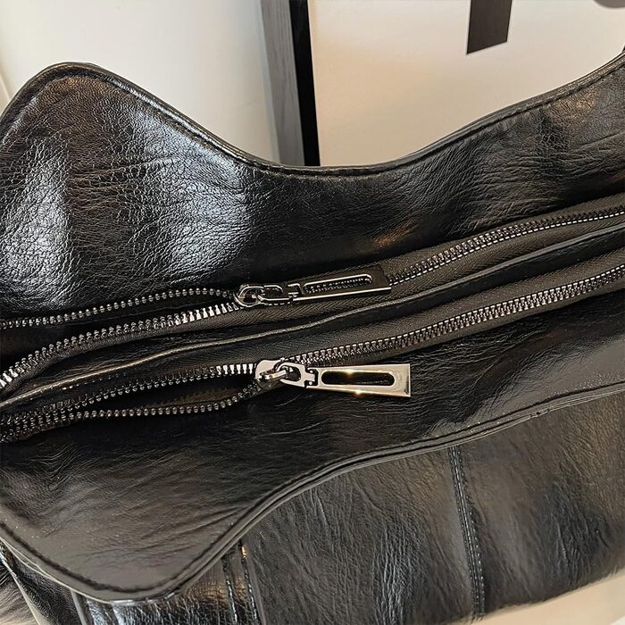 Жіноча сумка-шопер GSenhui Vintage City Bag: велика сумка на плече з екошкіри в панк-стилі для подорожей та міста, чорна