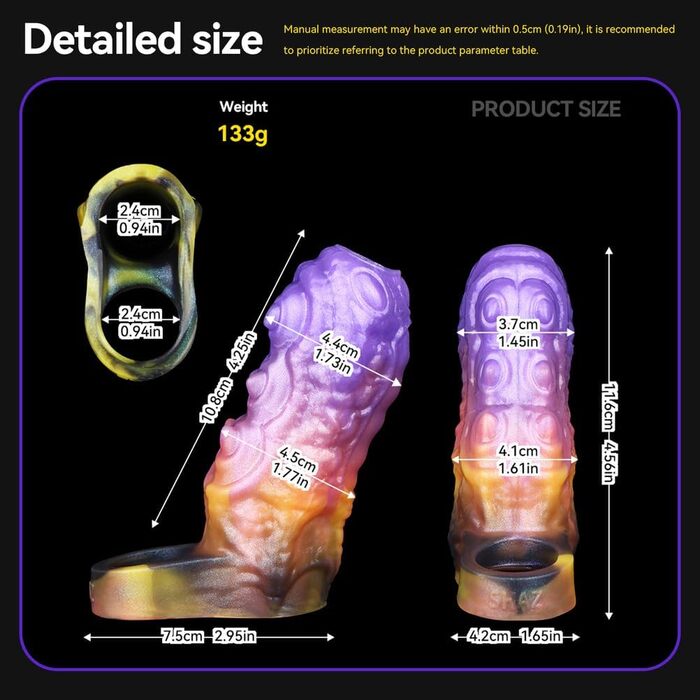 Секс-іграшка: Реалістичний пеніс-чохол з рідкого силікону, розтягуваний кільце для збільшення ерекції та збільшення розміру пеніса