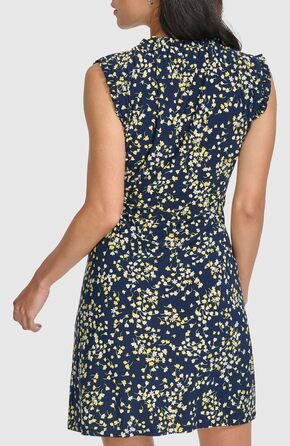 Сукня Tommy Hilfiger жіноча без рукавів з рюшами, джерсі, колір Sky Captain/Sunshine, розмір 38