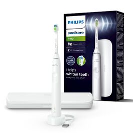 Електрична сонічна зубна щітка Philips Sonicare 4100 (HX3683/33) для дорослих, біла, з насадкою Optimal White, дорожнім футляром та USB-зарядним пристроєм