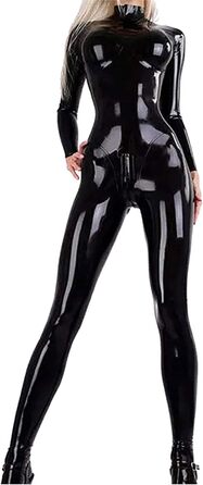 Боді з ефектом вологості Oaimmk для жінок, латекс, чорний, S, без рукавів, сексуальний костюм для клубу