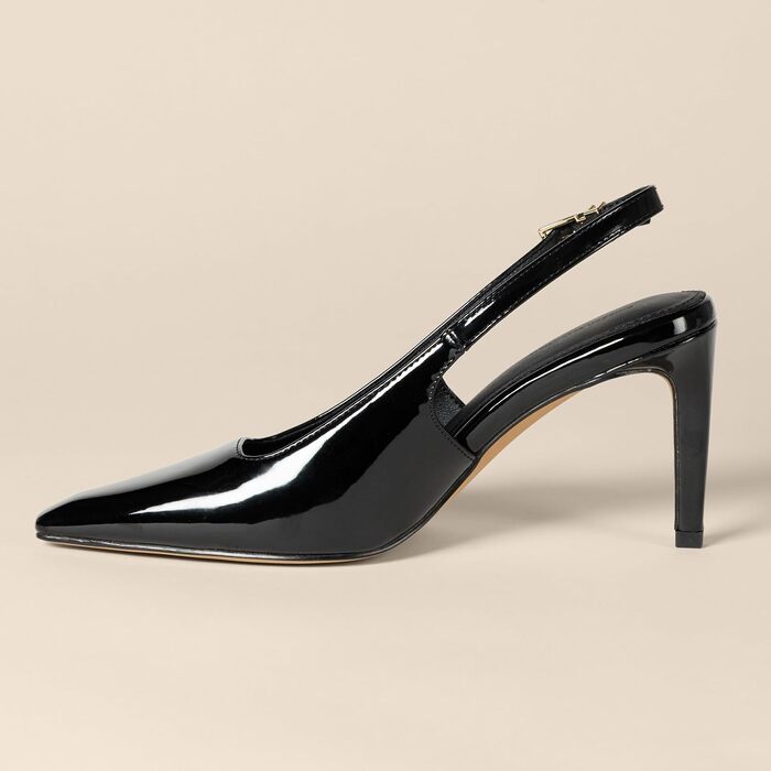 Жіночі туфлі-слінгбеки Amazon Essentials на низьких підборах (kitten heels), 39 EU, чорний лакована шкіра