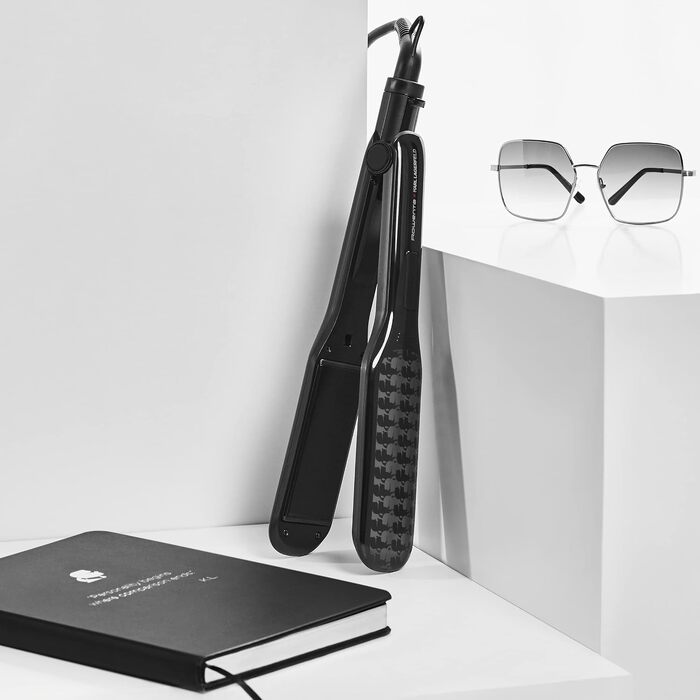 Випрямляч для волосся Rowenta x Karl Lagerfeld SF411L Extra Liss: керамічне покриття з кератином, 6 температурних режимів, швидкий нагрів, чорний
