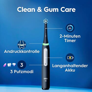 Електрична зубна щітка Oral-B iO Series 3 Matt Black (Чорна), 3 режими чищення, насадка та дорожній футляр у комплекті