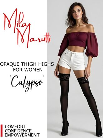 Чорні панчохи до стегон Mila Marutti для жінок, розмір M-L, виготовлено в ЄС