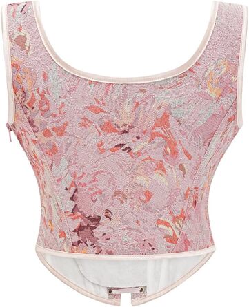 Жіноче корсетне бюстєль у стилі вінтаж з кісточками, великий розмір, брокат, сатин, квітка, талія, корсет, бюстєль, 110-lisddf-a-рожевий S