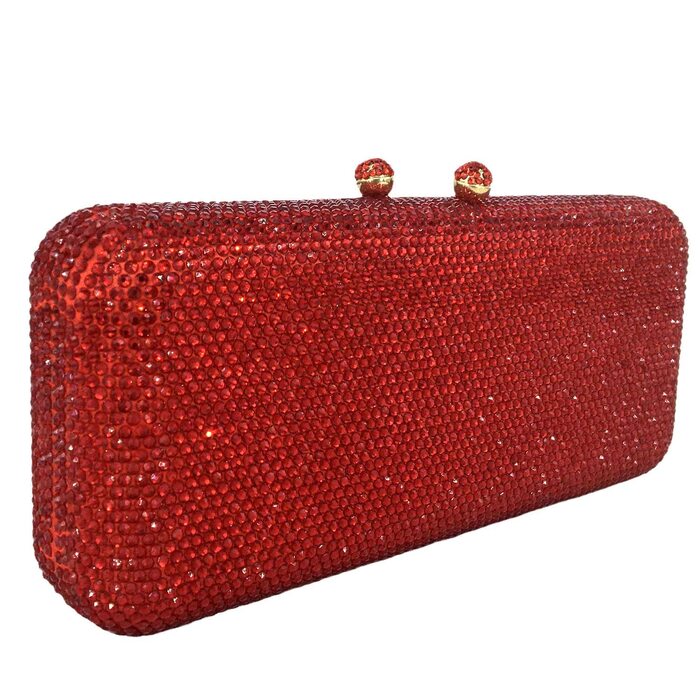 Жіночий вечірній клатч Boutique De FGG з кристалами та стразами для весіль та вечірок, міні-сумка (Червоний)