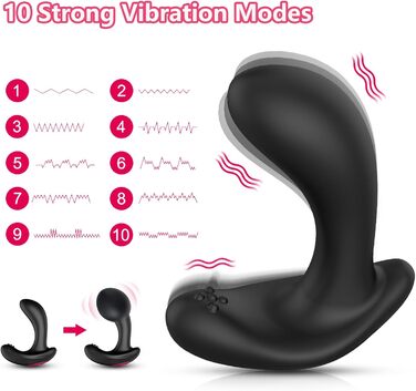 Надувний анальний вібратор з пультом дистанційного керування. 10 режимів вібрації, стимуляція G-точки та простати. Іграшки для дорослих для чоловіків, жінок, пар