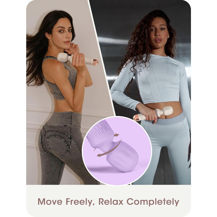 JOYANY Масажер для тіла – 3 години роботи від акумулятора, тихий та потужний мотор, водонепроникний, функція пам'яті, 20 режимів вібрації, 8 швидкостей – набір силіконових вібруючих масажерів для розслаблення м'язів (фіолетовий)