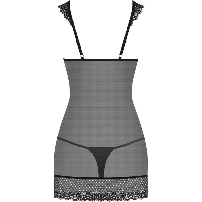 Сексуальний жіночий комплект спідньої білизни з мереживом: babydoll та танга, подарункова коробка (S-M, чорний мереживний комірець)