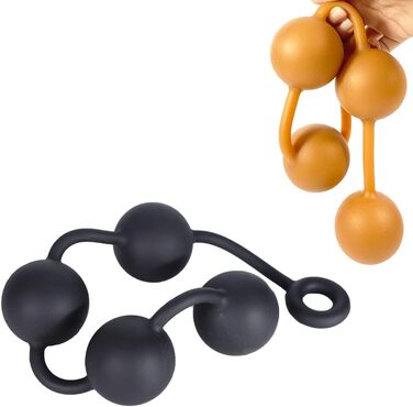 Анальні кулі Guspiun з ланцюгом (4 шт., Ø 60 мм), силікон. Іграшки для анал-сексу, для чоловіків та жінок (золотий)