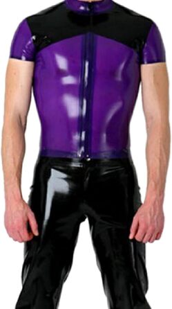 Латексна сорочка з блискавкою спереду для чоловіків, розмір XL