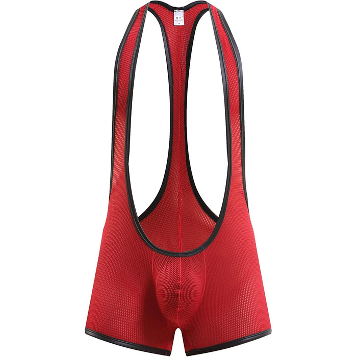 Чоловічий боді з сітки Swbreety для боротьби та тренувань, лонгсліп, червоний, розмір M