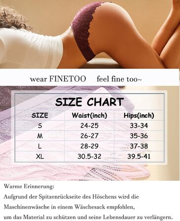 Набір трусів FINETOO Seamess Sips: 6 шт. мереживних гіпстерів для жінок, сексуальний V-подібний крій, S-X