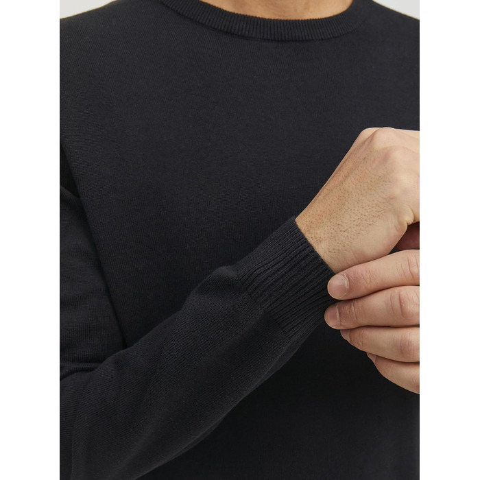 Чоловічий в'язаний однотонний светр JACK & JONES, чорний, розмір L