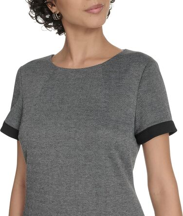 Сукня Tommy Hilfiger жіноча коротка рукав Scuba Crepe Trim Shift 40 Чорна/Сіра