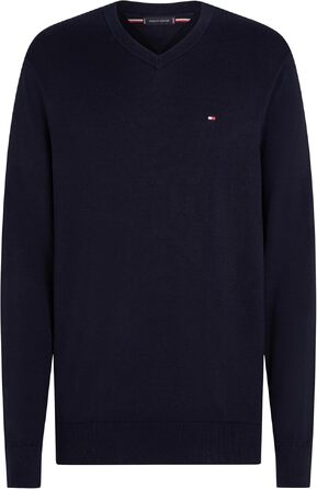 Чоловічий довгорукавий джемпер Tommy Hilfiger з V-подібним вирізом, темно-синій (Desert Sky), розмір S