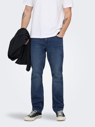 Чоловічі вузькі джинси Only & Sons Onsloom Slim Fit, темно-сині, 33W / 32L