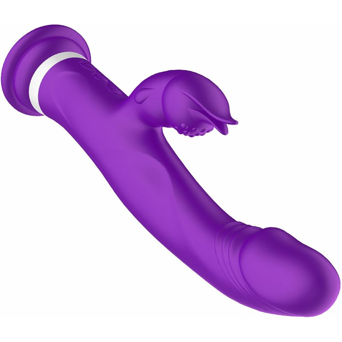 Вібратор JFRong 3-в-1 з присоскою та функцією нагріву для жінок, силікон, 10 режимів, тихий, стимулятор G-точки та клітора, еротична іграшка для жінок та пар, колір: фіолетовий