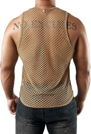 Чоловіча сітка JOGAL Mukel прозора сорочка з короткими рукавами, під сорочку (S, Коричневий)