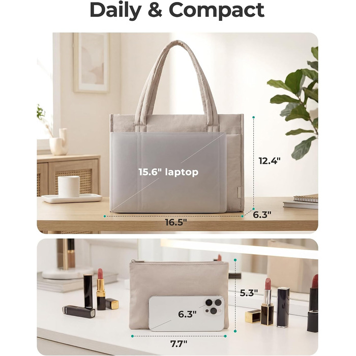 Жіноча сумка-шопер Bagsmart Puffer 21Л для ноутбука 15.6