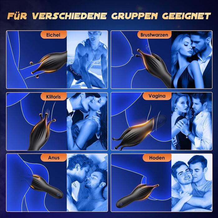 Масажер для чоловіків, стимулятор головки пеніса, іграшка для сексуального задоволення, 10 режимів, вібруючий масажер для соло та парного використання (темно-сірий)