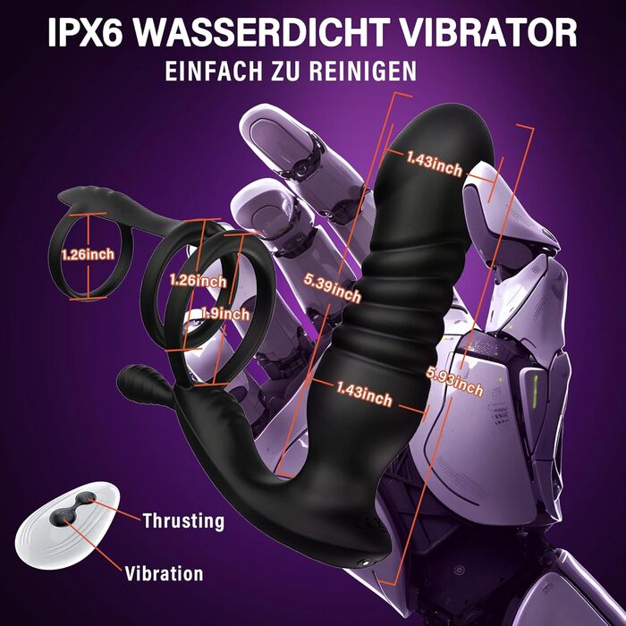 Масажер для простати та пеніса PINTLE з 10 телескопічними режимами та функцією імпульсу. Набір для чоловіків та пар.