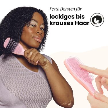 Щітка для волосся Tangle Teezer Ultimate Detangler для кучерявого та жорсткого волосся (типи 3C-4C), розплутуюча, дворівневі щетинки для визначення локонів та зменшення пухнастості, Манго та Рожевий