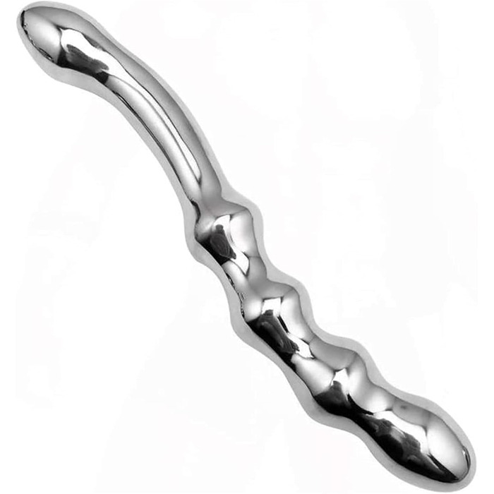 Анальний масажер з нержавіючої сталі з двома головками для стимуляції G-точки та простати. Підходить для чоловіків та жінок.