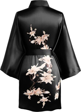 Халат жіночий літній квітковий Babeyond, сатиновий, короткий, пляжний, універсальний розмір (зелений, чорний)