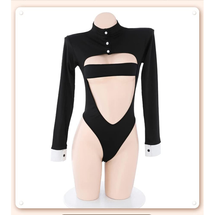 Костюм горничної SINROYEE: сексуальна мереживна піжама для косплею, піжама-бабідол, набір сексуальної французької горничної (білий + чорний), універсальний розмір