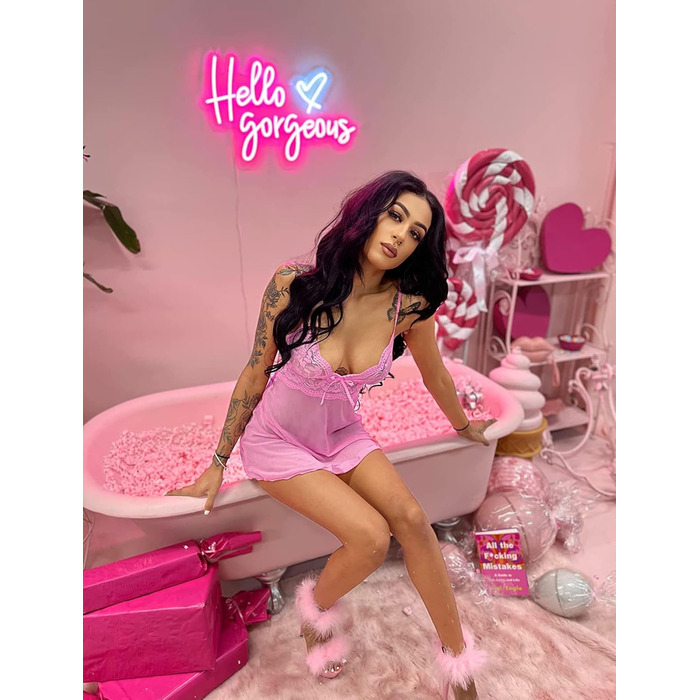 Avidlove Babydoll для жінок: прозора мереживна нічна сорочка, комплект XXL рожевого кольору